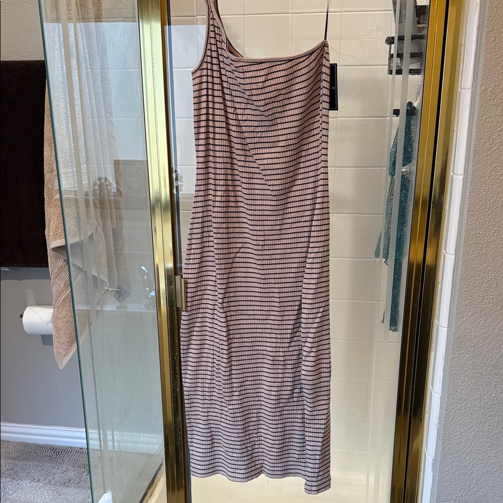 Volcom Black and White Striped Midi Dress